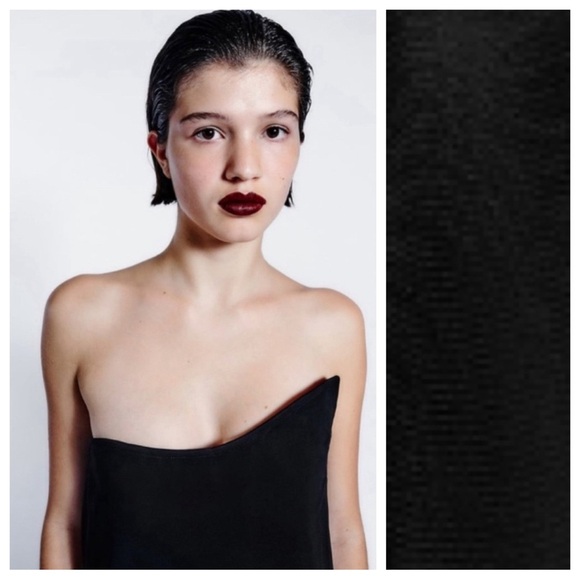 NWT. Zara Limited Edition Black Viscose Blend Long Maxi Strapless Dress. Size M - Picture 5 of 12